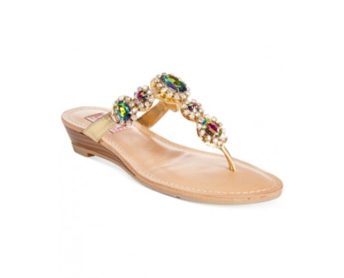 Dolce by Mojo Moxy Fairytale Gemstone Wedge Thong Sandals Women's Shoes